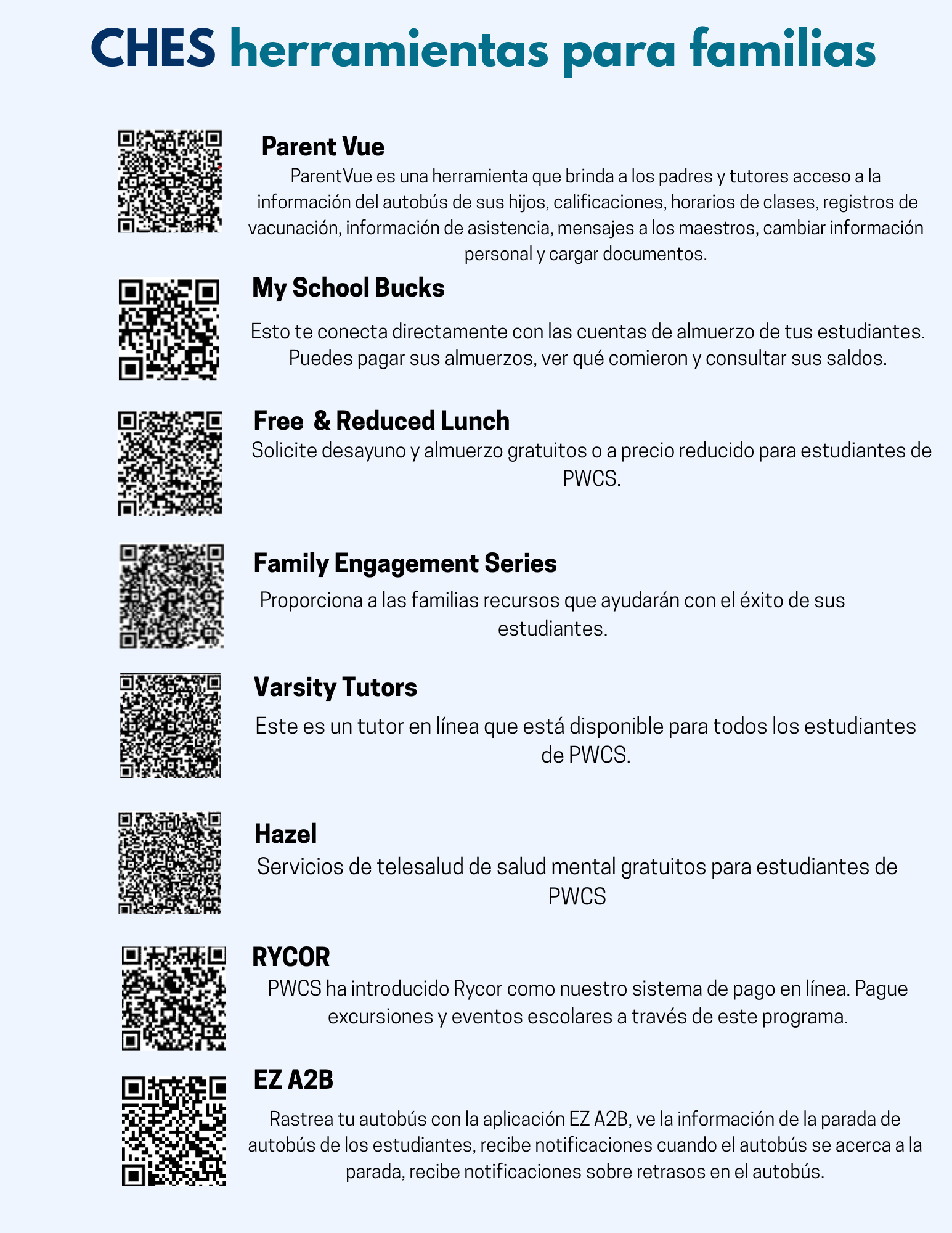 CHES Tools for Families - Spanish